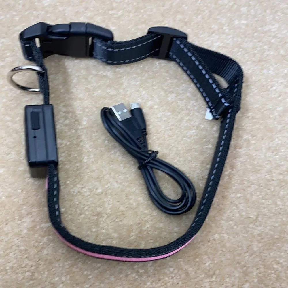 Dog Collar Solar & USB Powered Light Up - L